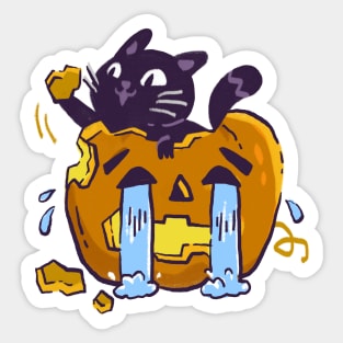 pumpkin emote crying on halloween Sticker